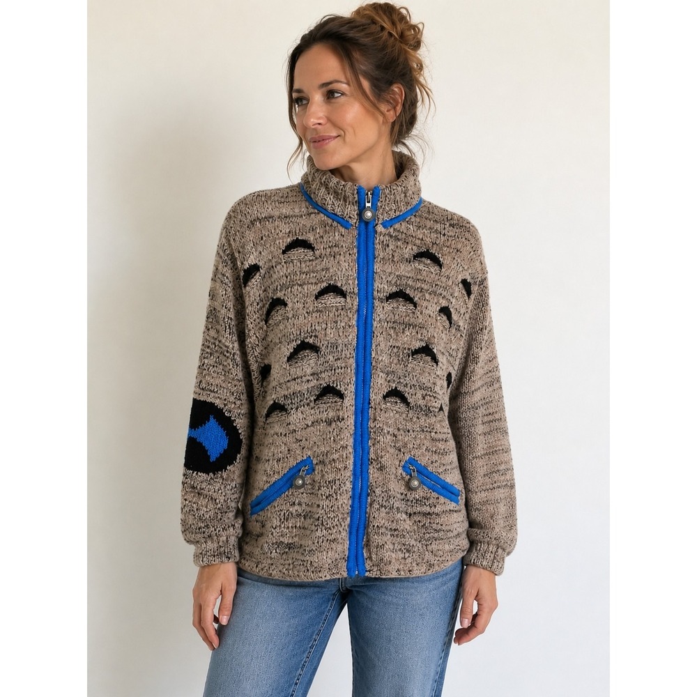 Jamie Sadock Womens Zip‎ Up Sweater Jacket Size Medium Brown Knit
